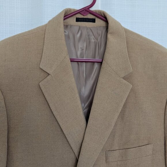 T.‎ Harris London Camel Hair Blazer Sport Coat 2 Buttons 46R Tan Color - Picture 2 of 12